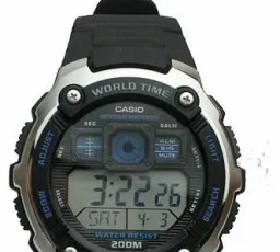 Минус на Наручные часы CASIO AE-2000W-1A: бюджетный, диодный, стальной, люминисцентную