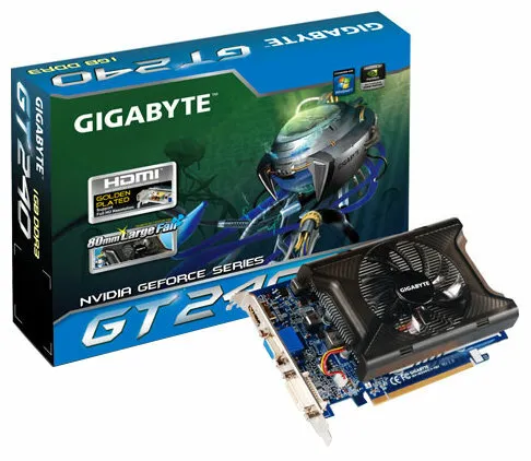 Видеокарта GIGABYTE GeForce GT 240 600Mhz PCI-E 2.0 1024Mb 1600Mhz 128 bit DVI HDMI HDCP, количество отзывов: 1