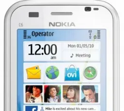 Отзыв на Смартфон Nokia C6-00: верхний, белый, родной, заметный