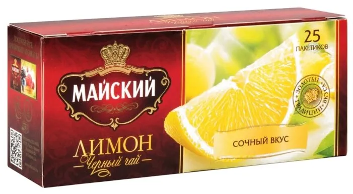 Чай черный Майский Лимон в пакетиках, количество отзывов: 9