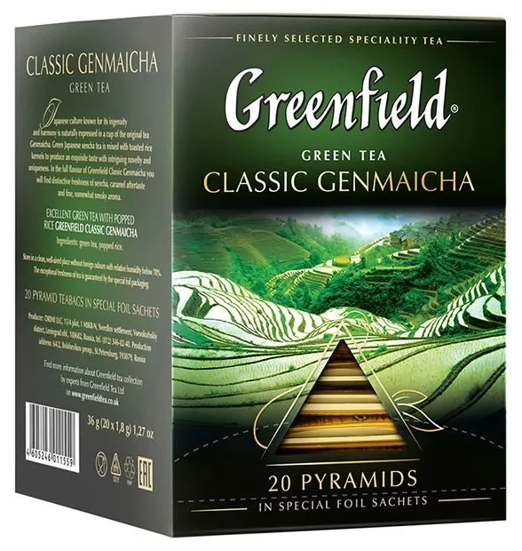 Чай зеленый Greenfield Classic Genmaicha в пирамидках, количество отзывов: 10