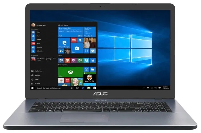 Ноутбук ASUS Vivobook 17 X705MB (Intel Pentium N5000 1100 MHz/17.3"/1600x900/4GB/1000GB HDD/DVD нет/NVIDIA GeForce MX110/Wi-Fi/Bluetooth/Windows 10 Home), количество отзывов: 10