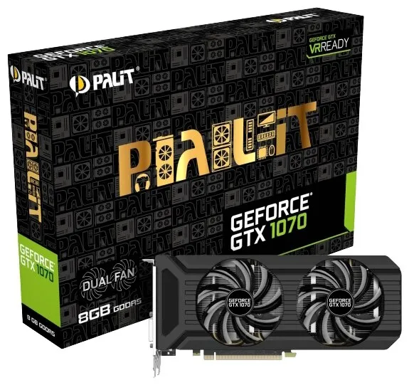 Видеокарта Palit GeForce GTX 1070 1506MHz PCI-E 3.0 8192MB 8000MHz 256 bit DVI HDMI HDCP Dual, количество отзывов: 10