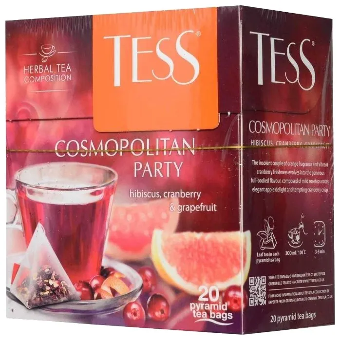 Чайный напиток красный Tess Cosmopolitan party в пирамидках, количество отзывов: 10