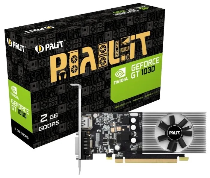 Видеокарта Palit GeForce GT 1030 1227MHz PCI-E 3.0 2048MB 6000MHz 64 bit DVI HDMI HDCP Low Profile, количество отзывов: 12