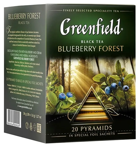 Чай черный Greenfield Blueberry Forest в пирамидках, количество отзывов: 10