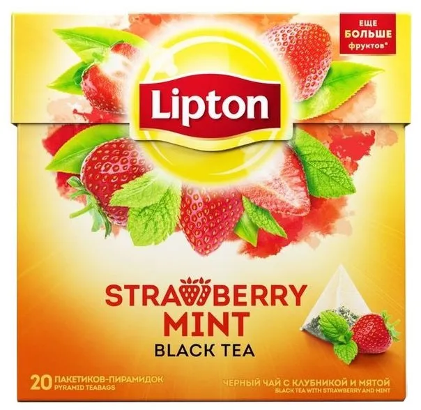 Чай черный Lipton Strawberry Mint в пирамидках, количество отзывов: 12